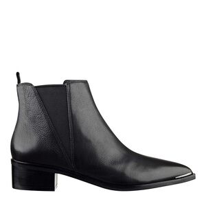 Yale Pointy Toe Chelsea Leather Bootie Women's Black Ankle Boots